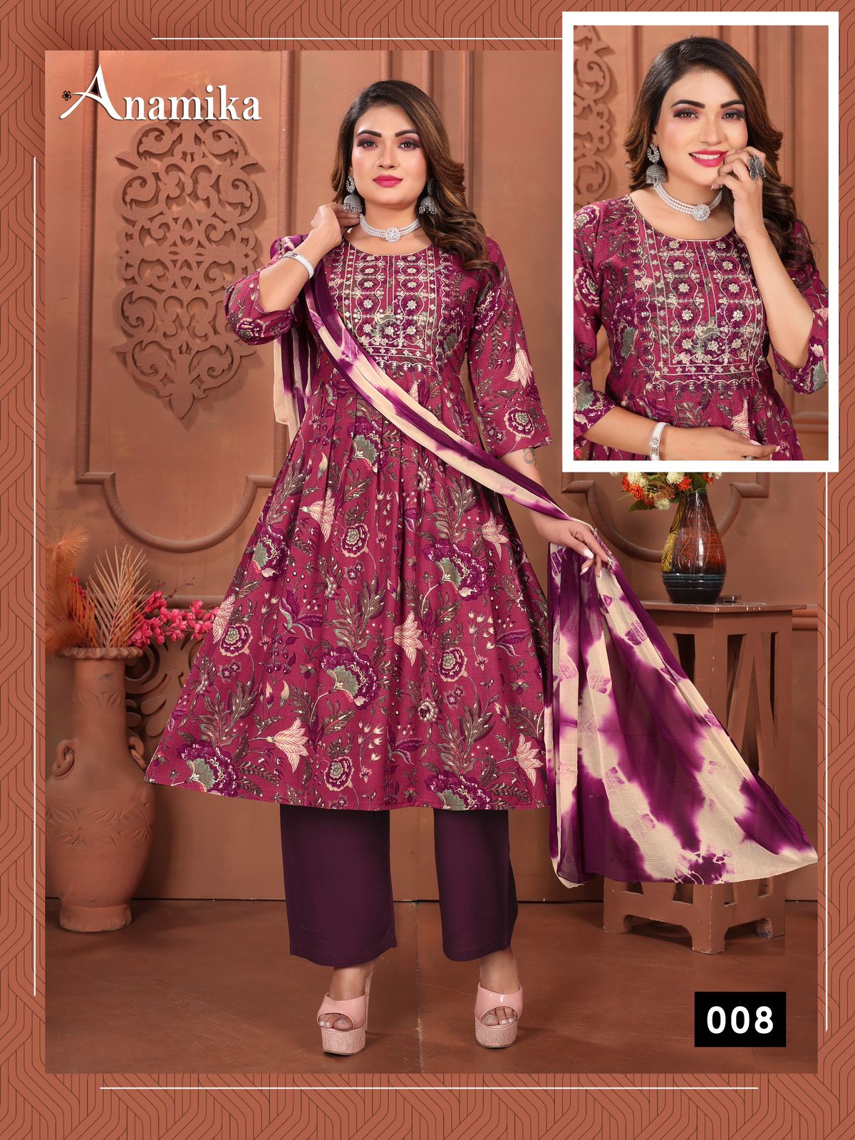 Anamika Vol 3 By Fashion Talk Rayon Procian Printed Kurti Bottom With Dupatta Wholesalers In Delhi
